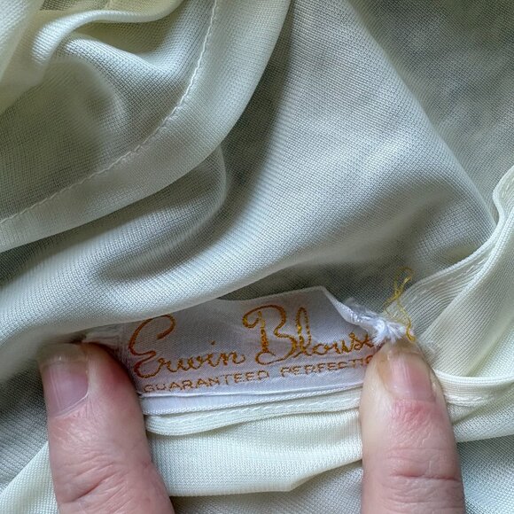 Vintage Erwin Sheer Lace Blouse Cream S/M Victorian Coquette Cottagecore Boho - Picture 6 of 11